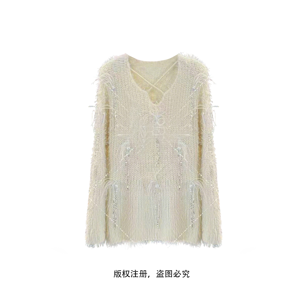 【琳琳专属】钉珠流苏花朵轻奢时尚慵懒毛衣2411161