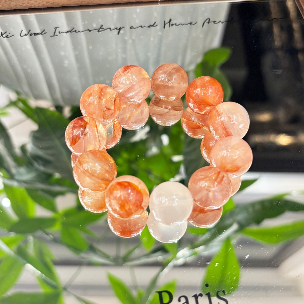  Alando 高货锦鲤红胶花 水晶手串 k21-4（17-18mm）