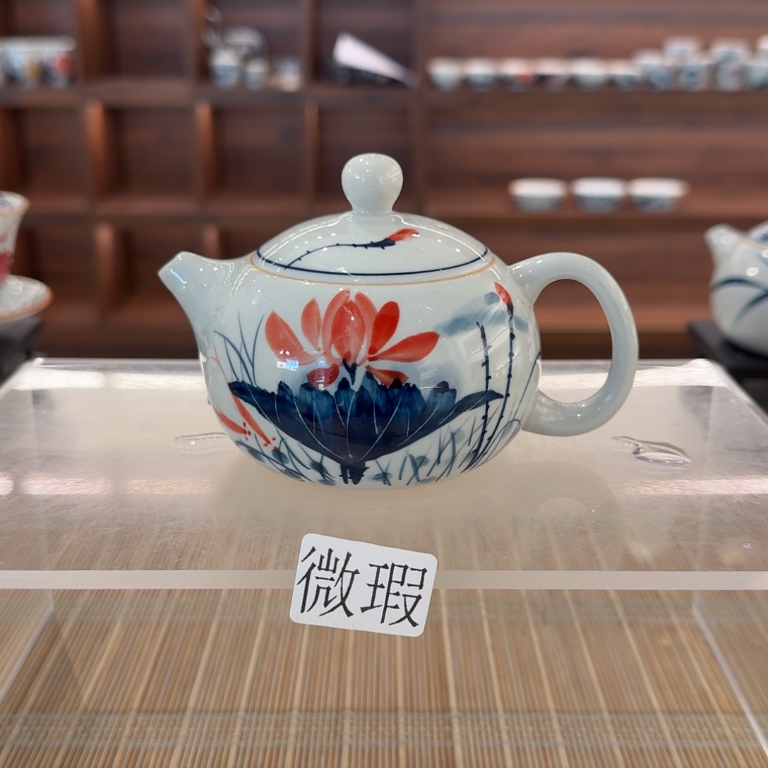 釉下手绘茶具微瑕