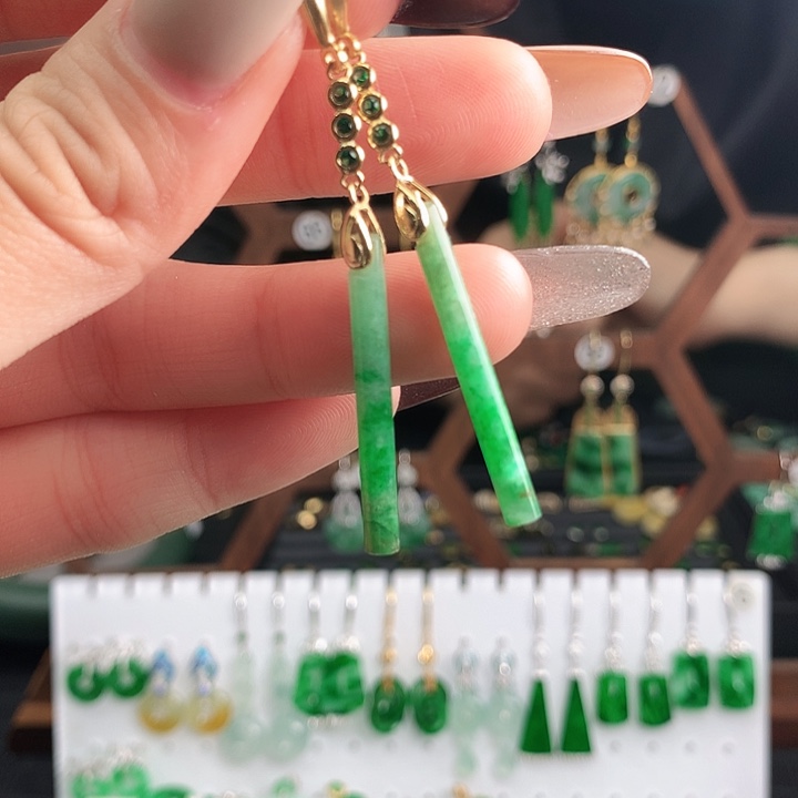 翡翠银S925镶嵌耳饰耳饰