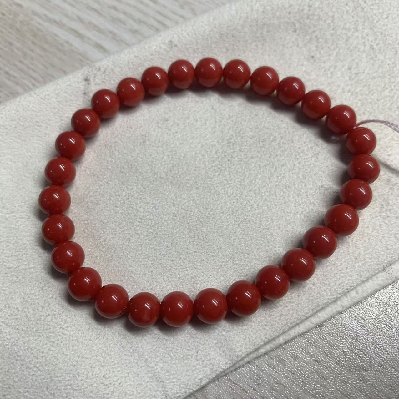 红珊瑚圆珠手串单圈6.2-6.3mm