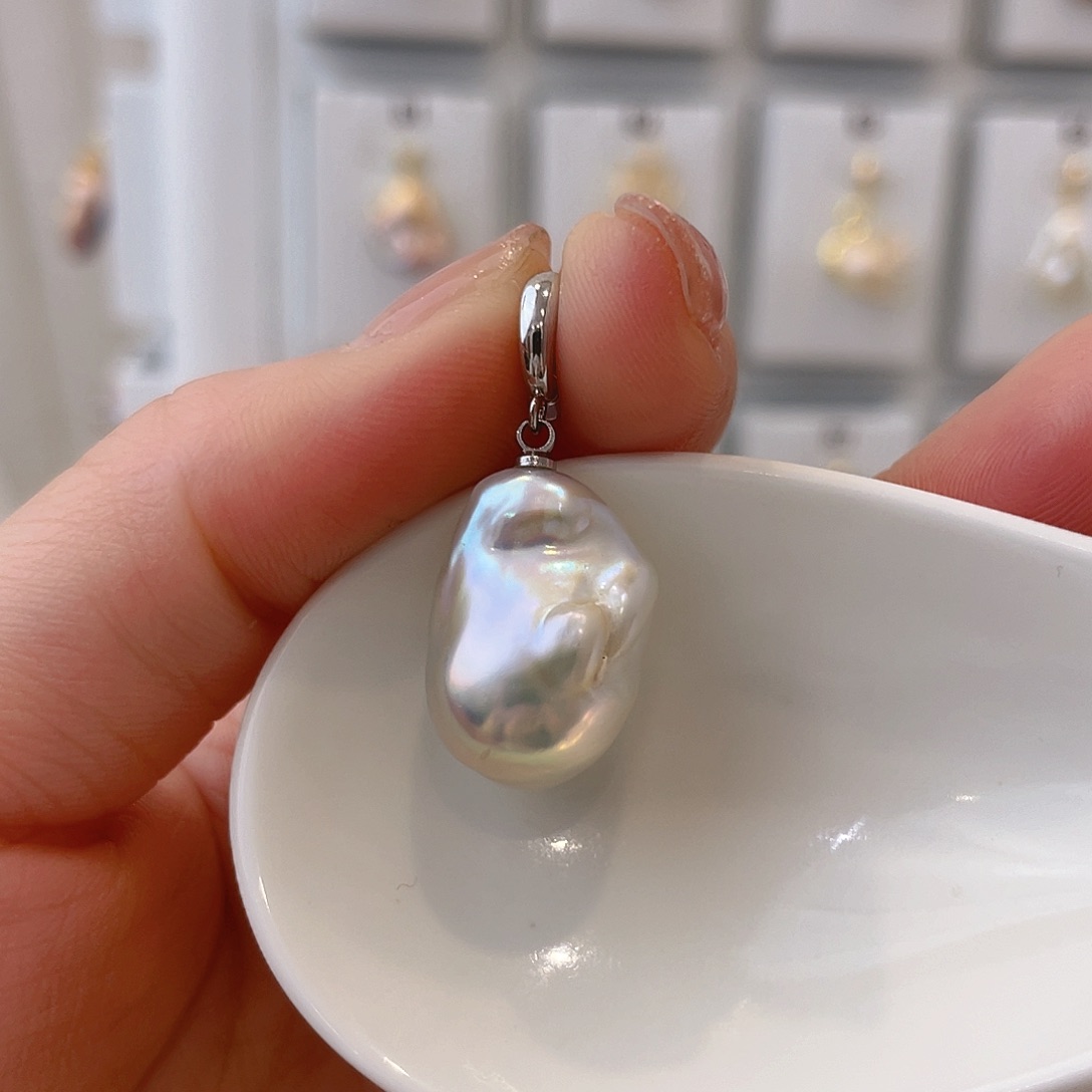 淡水珍珠天然珍珠巴洛克银S925镶嵌