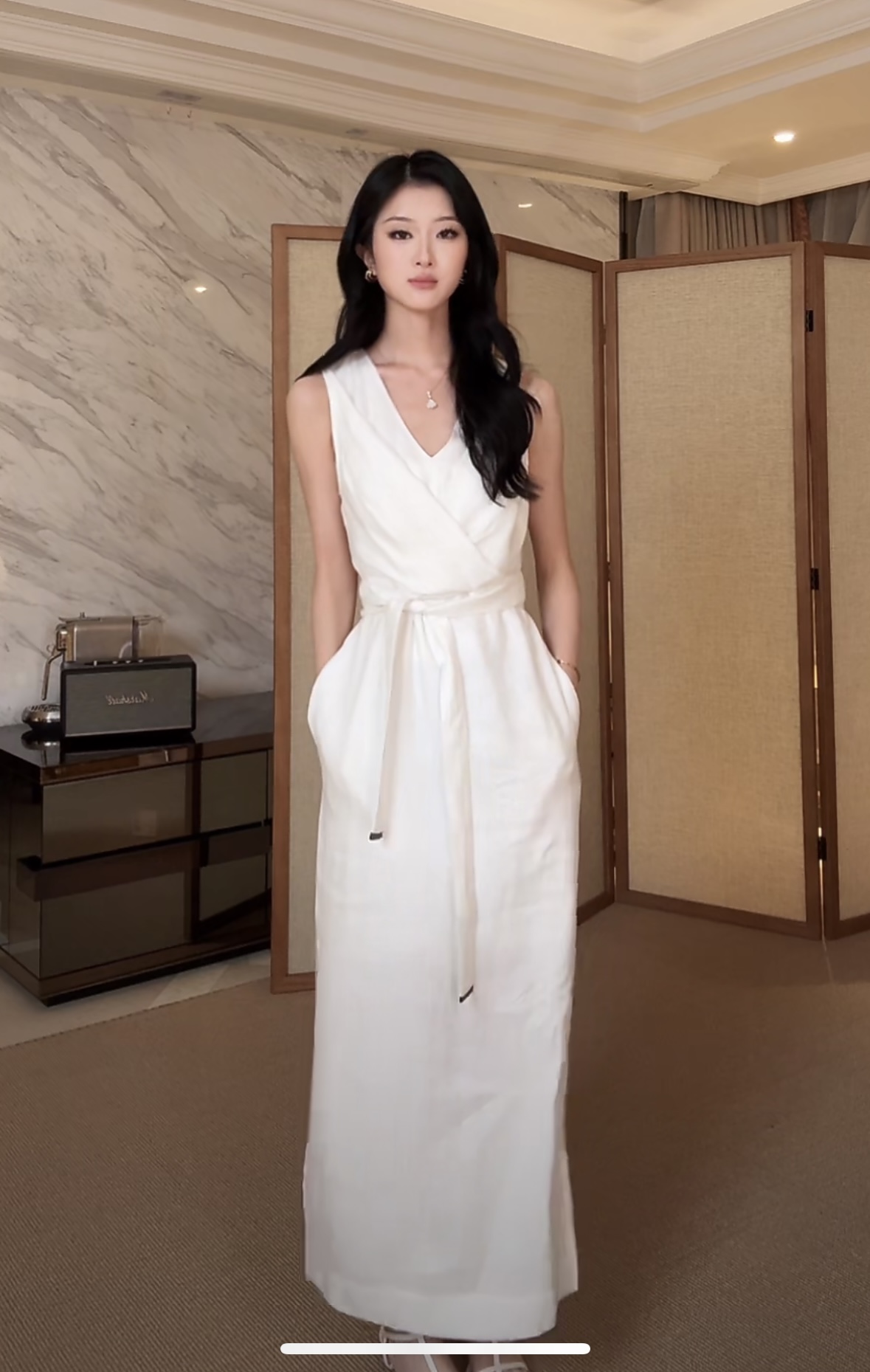 亚麻无袖连衣裙时尚百搭优雅气质