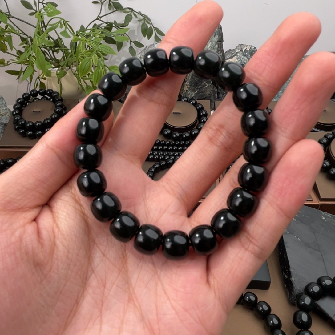 和田玉未镶嵌手链塔青卡10