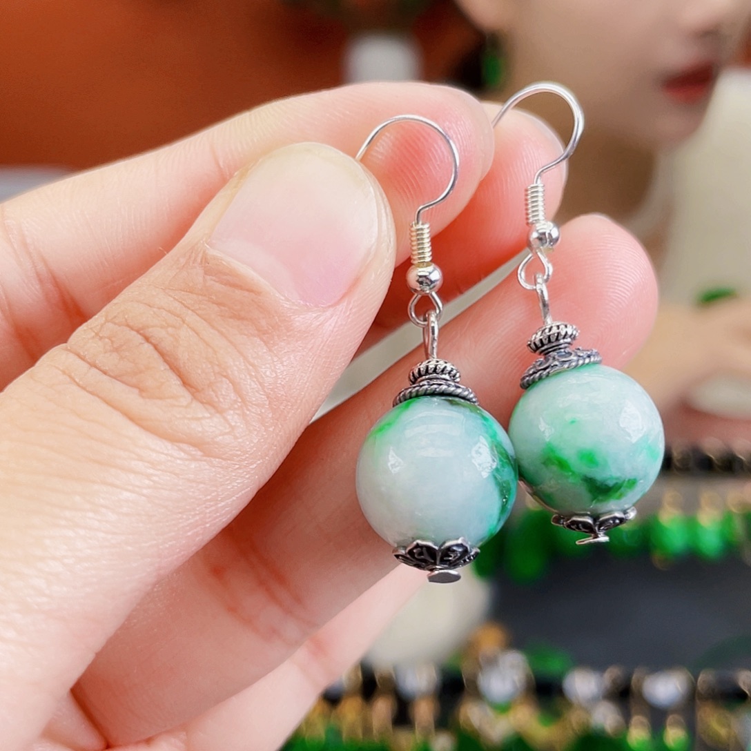 翡翠未镶嵌耳饰饰品