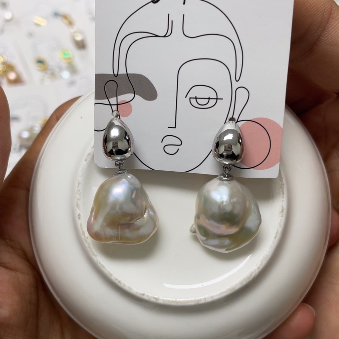 淡水珍珠耳饰合金