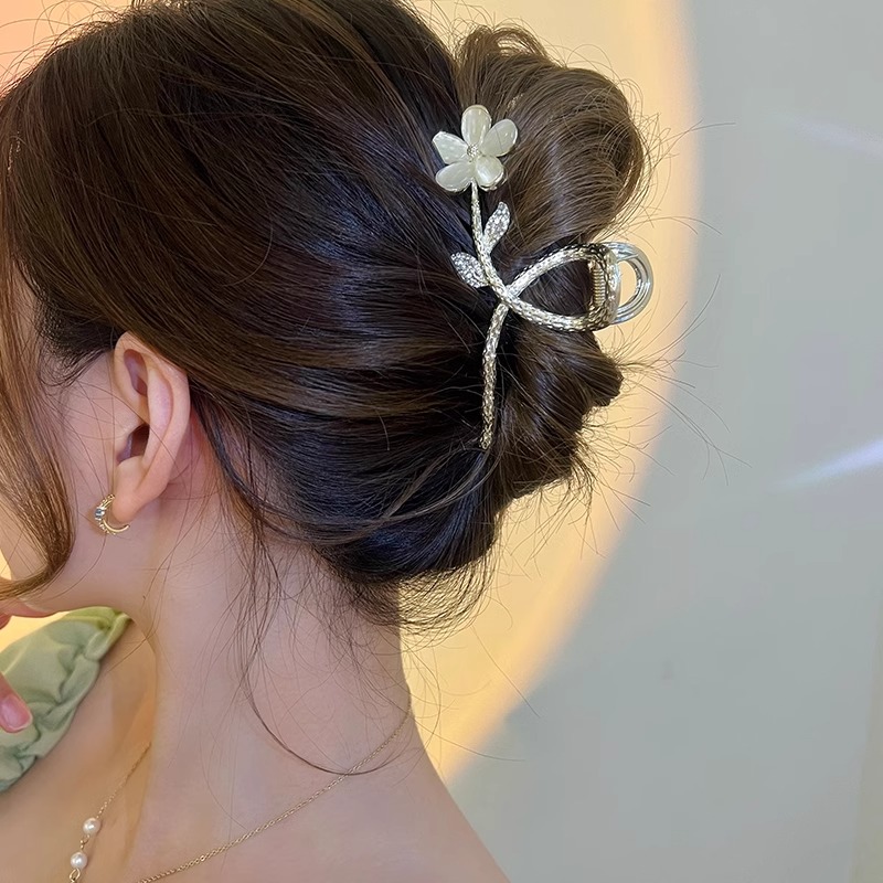 双海精致仙气桃花抓夹女高级感气质时尚高端简约百搭网红鲨鱼夹