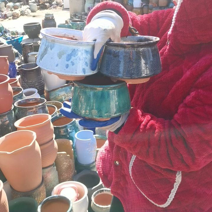 红陶口15高11瑕疵颜随机三个