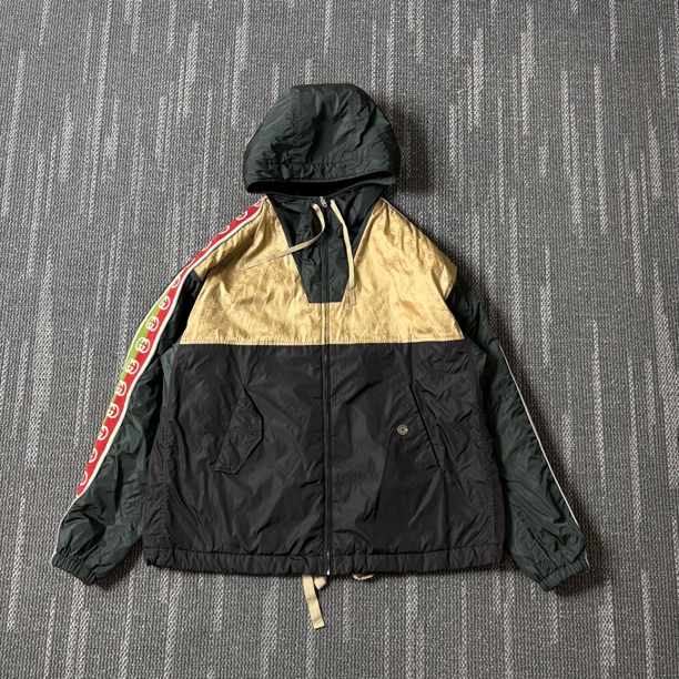 99新 GUCCI/古驰 复古GG提花拼色连帽运动夹克外套 /50码/3757