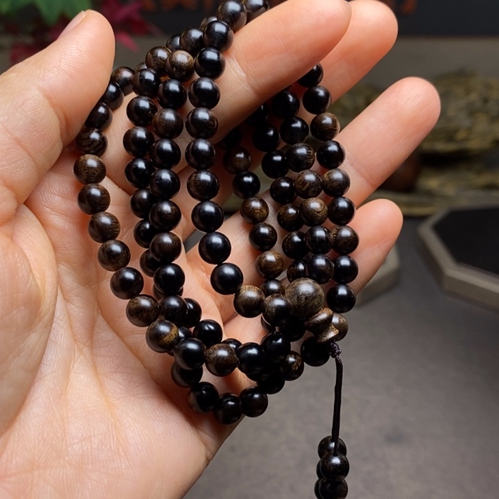 沉香手串越南芽庄白棋楠瘤疤0.6×108