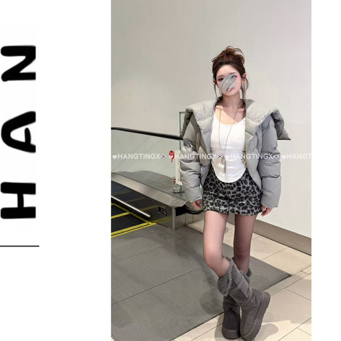 【轨迹】新潮流秋冬气质外套保暖磁短款加厚白鸭绒新款