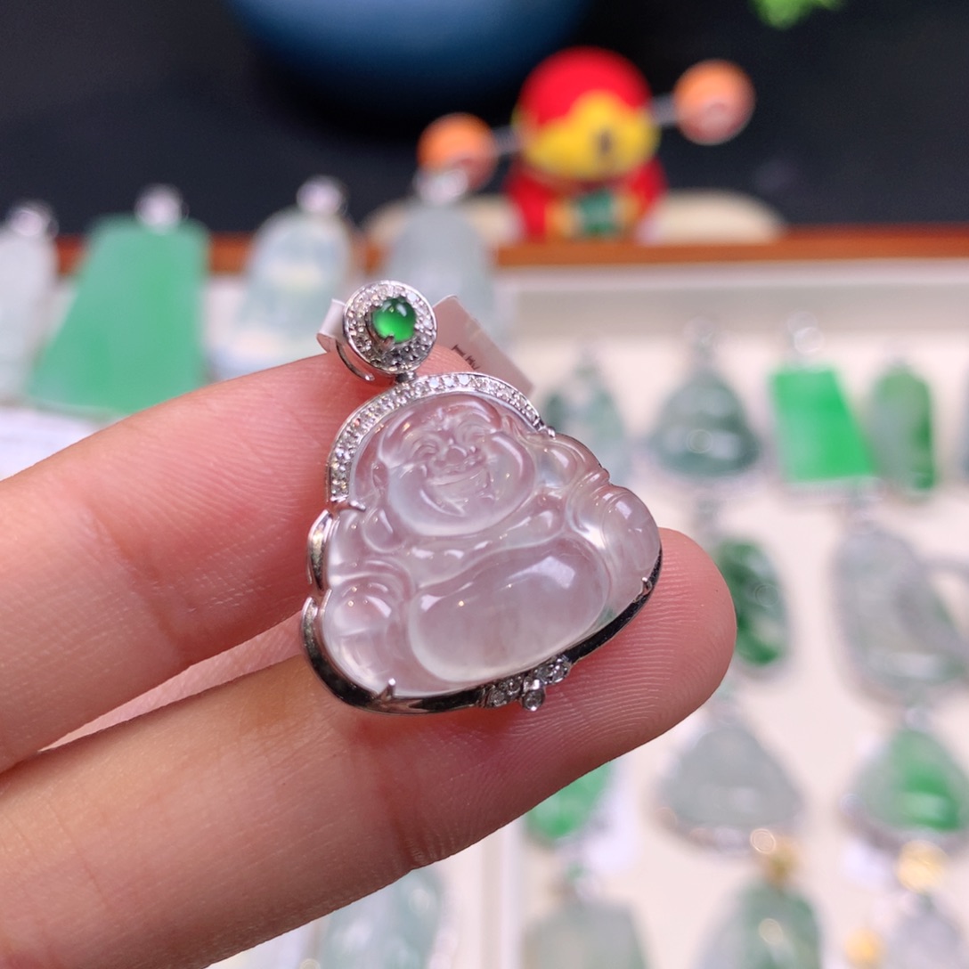 翡翠颈饰18K金镶嵌跑***糖