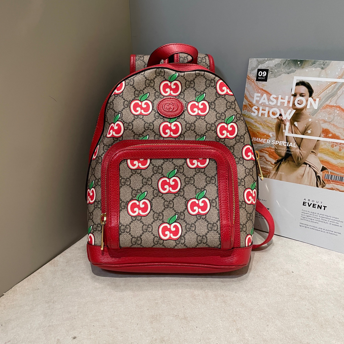 95新 GUCCI/古驰 小苹果双肩包 22*30