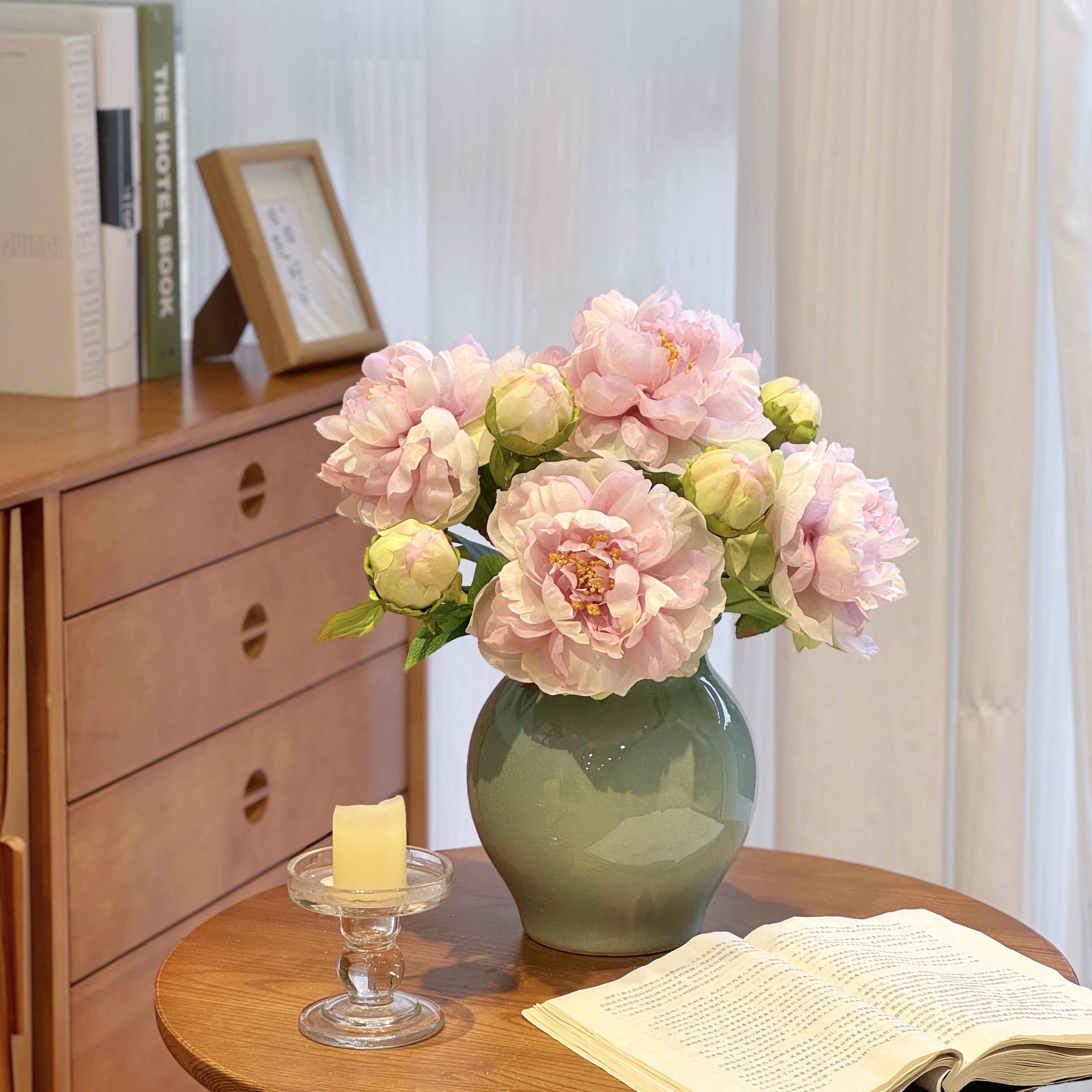 高品质装饰花艺假花插花摆设中式凤凰牡丹客厅摆设花花艺摆件假花