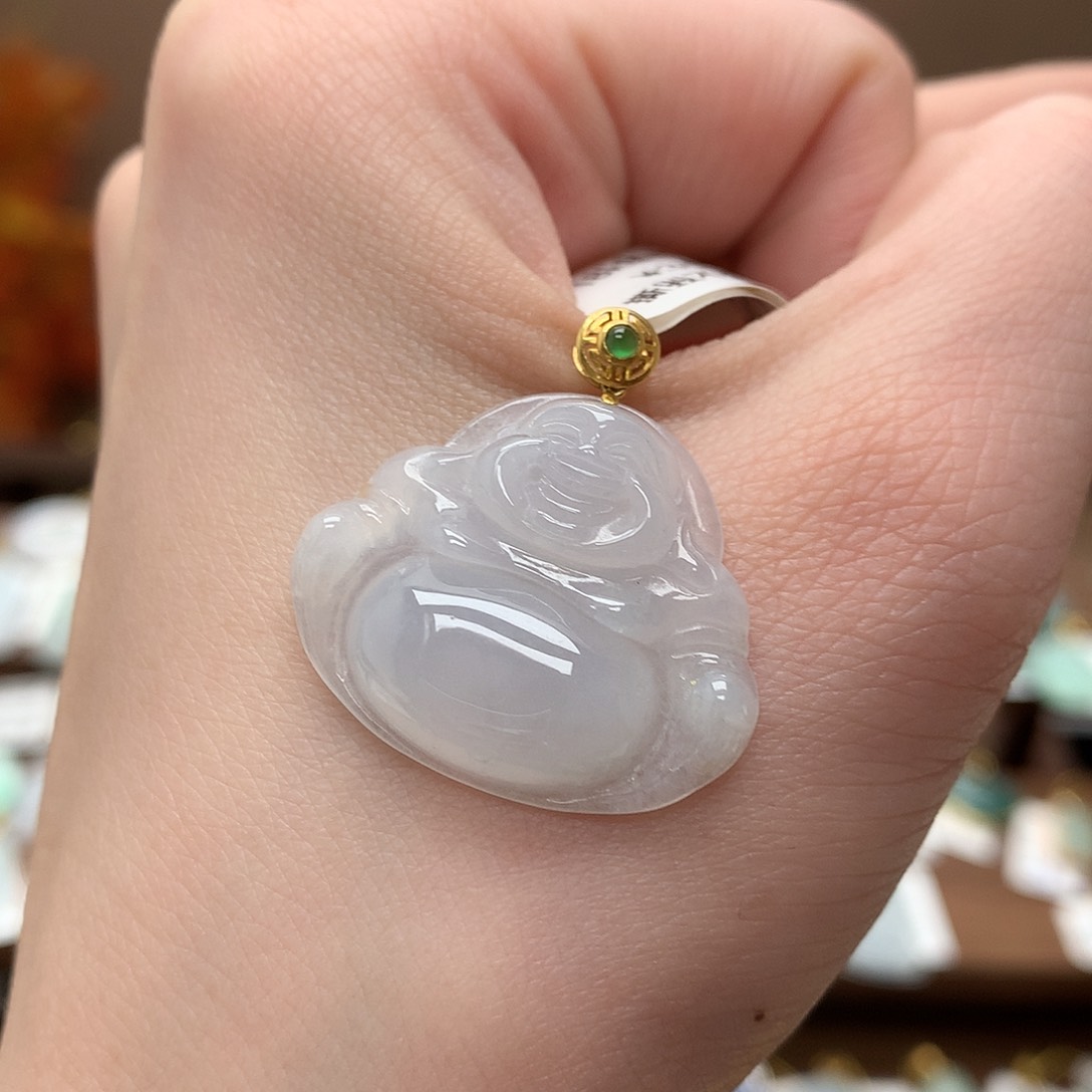 翡翠吊坠(不含链)18K金镶嵌