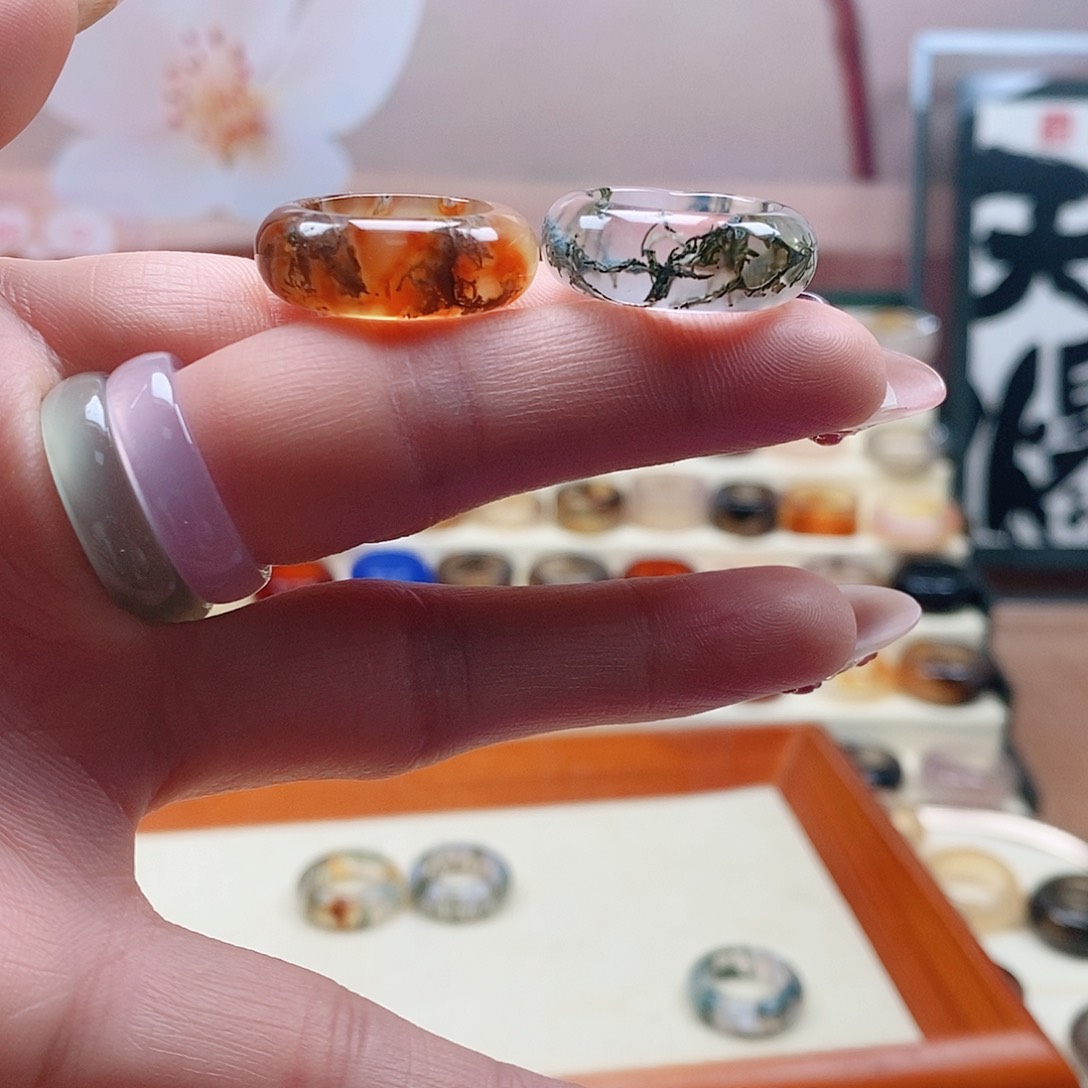 玛瑙/玉髓戒指未镶嵌瑶*