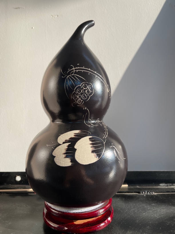 磁州窑黑釉剔刻葫芦陶瓷