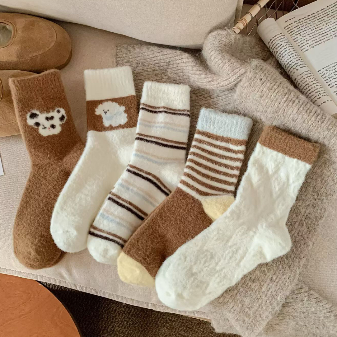 花田兔暖云绒女士秋冬袜保暖袜