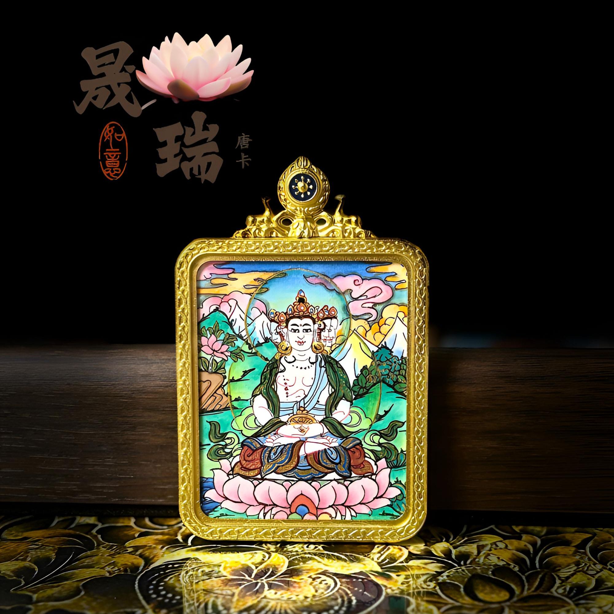 【大日如来C款基础款】尼泊尔手绘唐卡【八大守护猴羊】