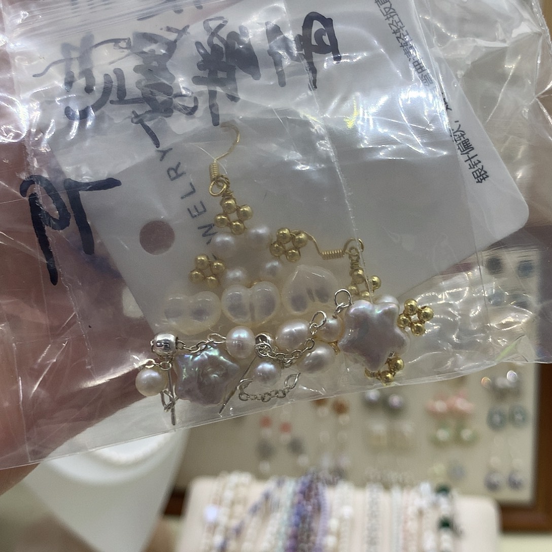 淡水珍珠耳饰银S925镶嵌