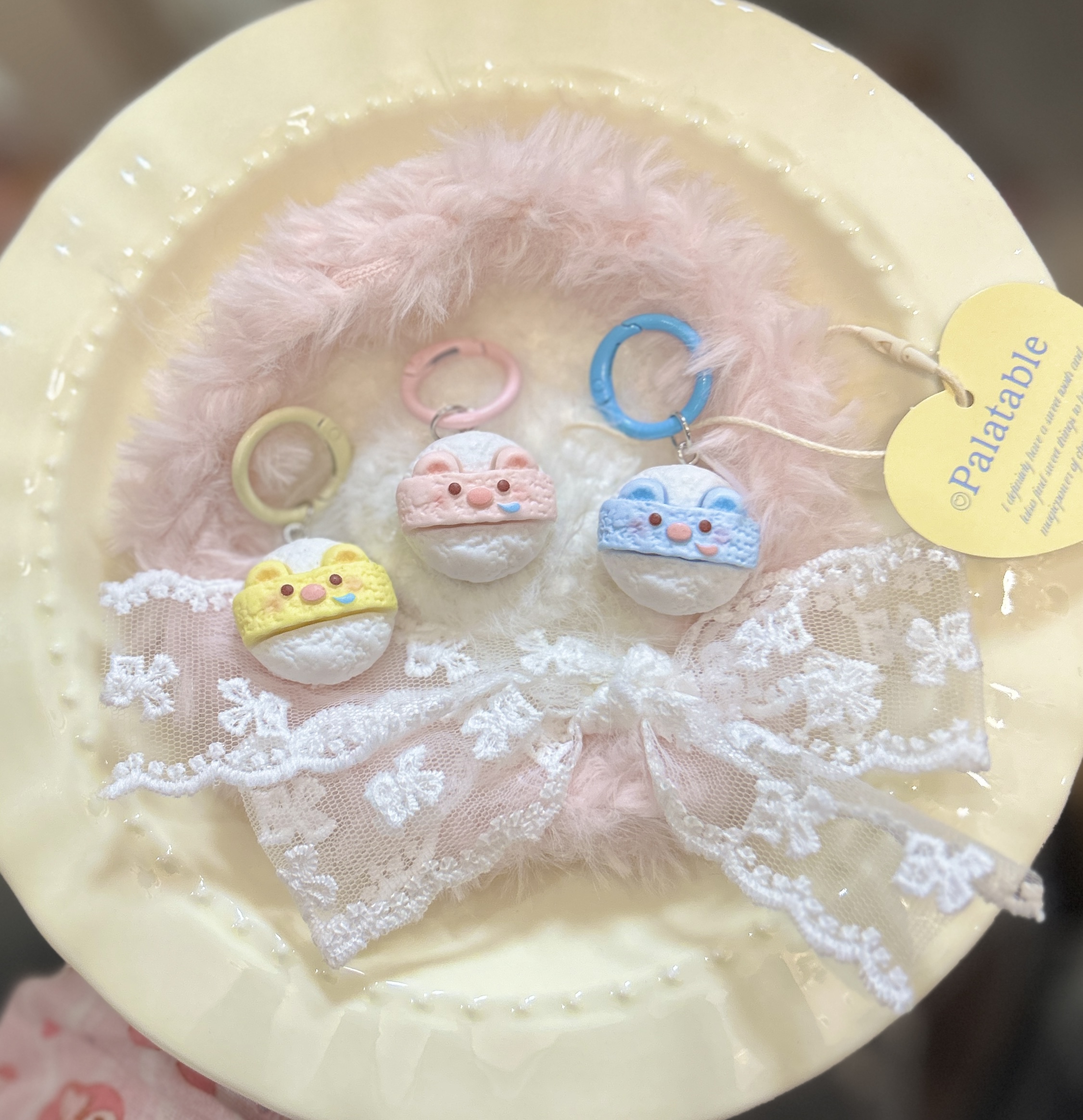 创意可爱小猪粉扑树脂钥匙扣（不是捏捏）/送闺蜜/情侣/伴手礼