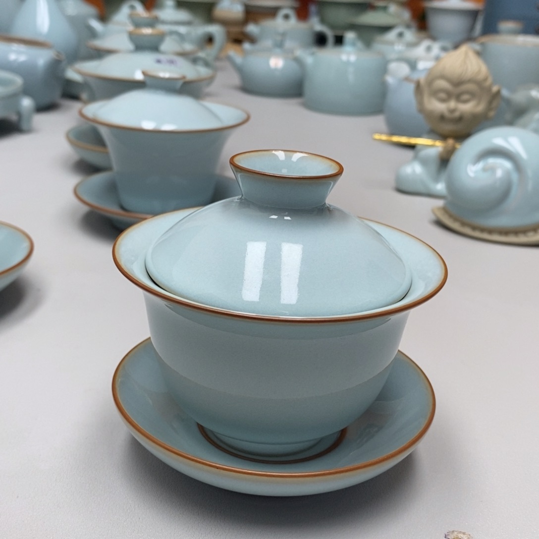 微瑕元宝盖碗无礼盒，