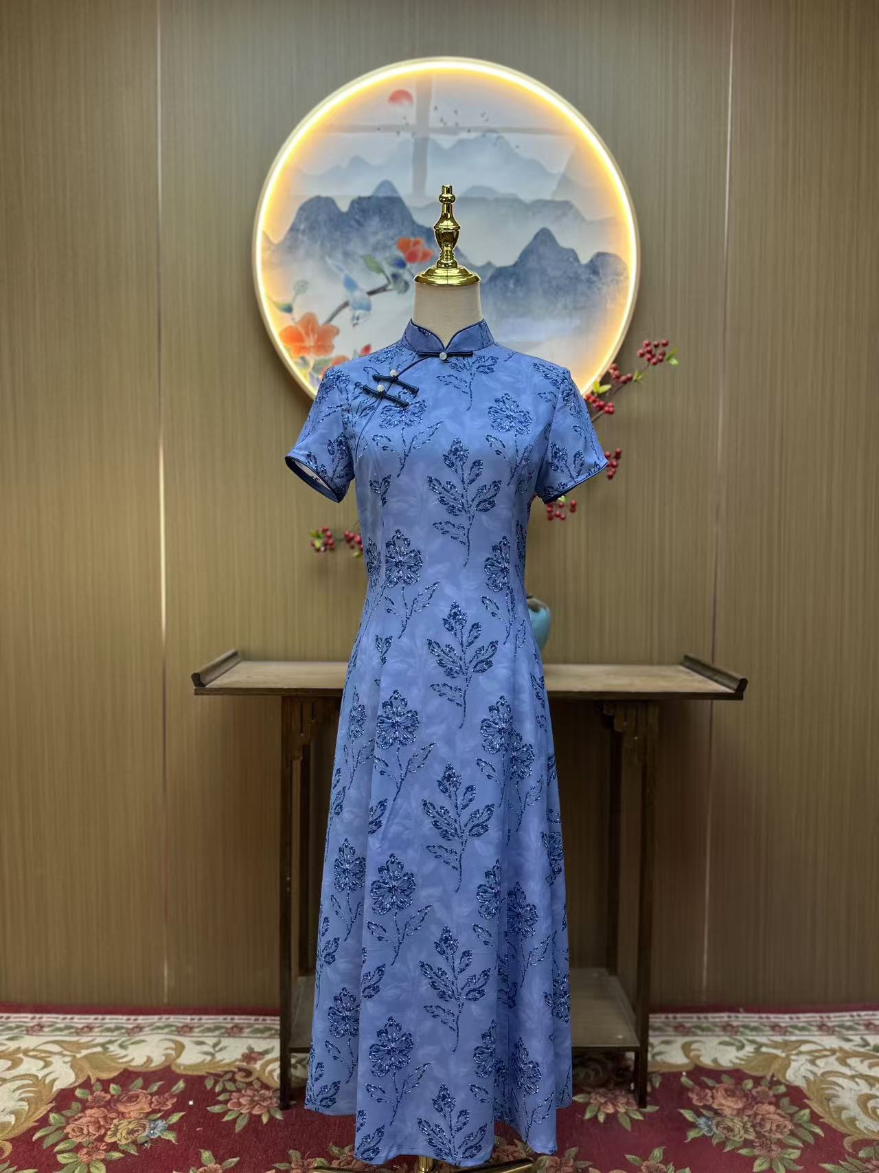 长盛 日常气质文艺国风复古优雅奥黛长款旗袍