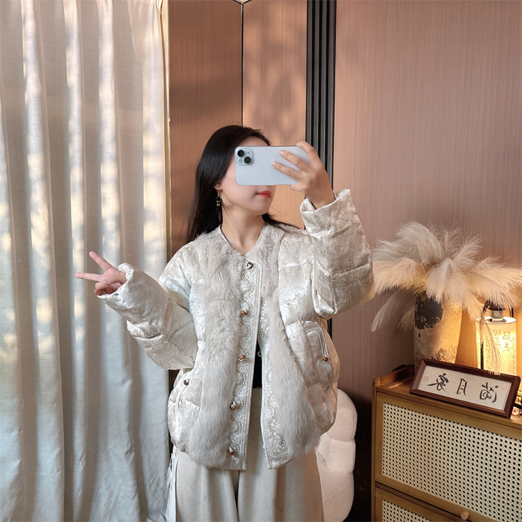 【岁岁年年】2025冬季新款新中式兔毛羽绒服时尚洋气外套 