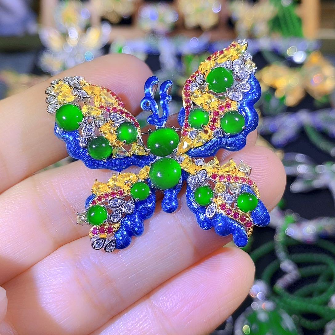 吊坠(不含链)银S925镶嵌翡翠