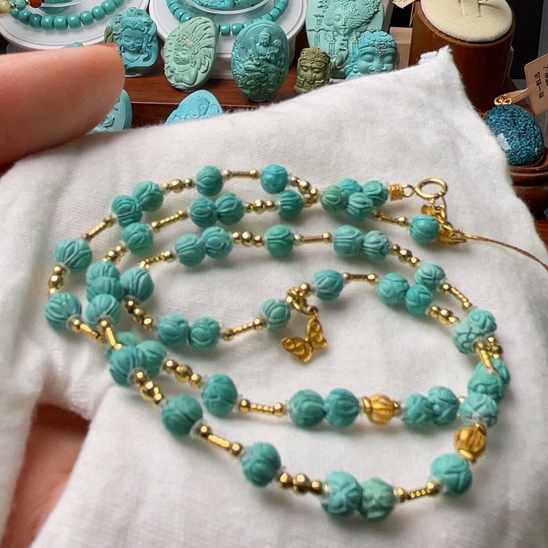 绿松石珠宝半成品18K金镶嵌