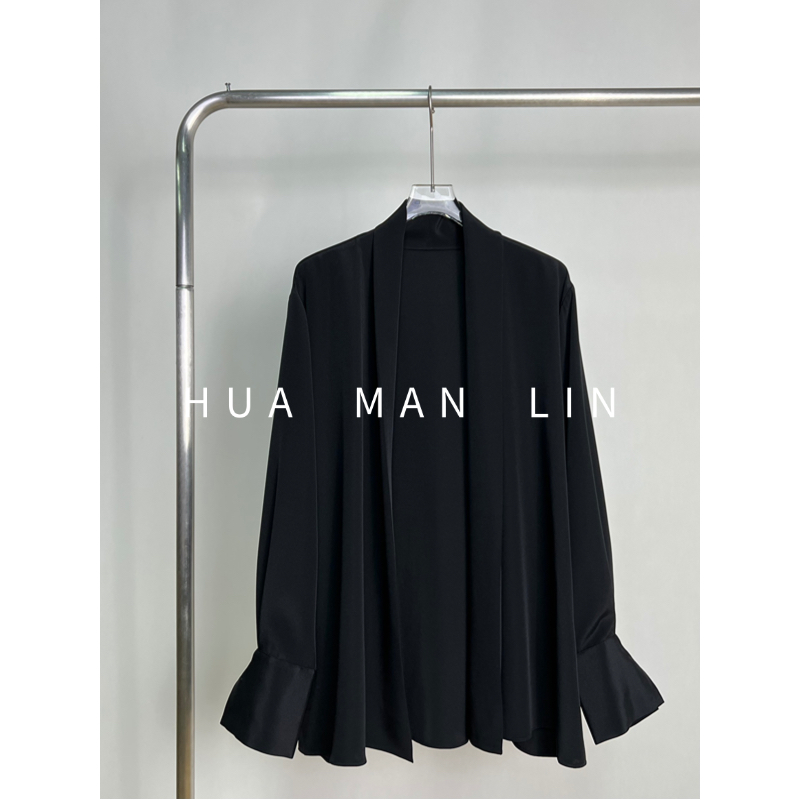【花满林】无扣宽边门襟40MM重磅真丝桑蚕丝外套259754 【有腰带】
