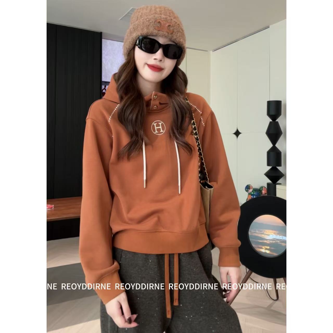 兔兔TUTU-【Reoyddirne】25秋冬刺绣质感休闲设计师连帽卫衣120782