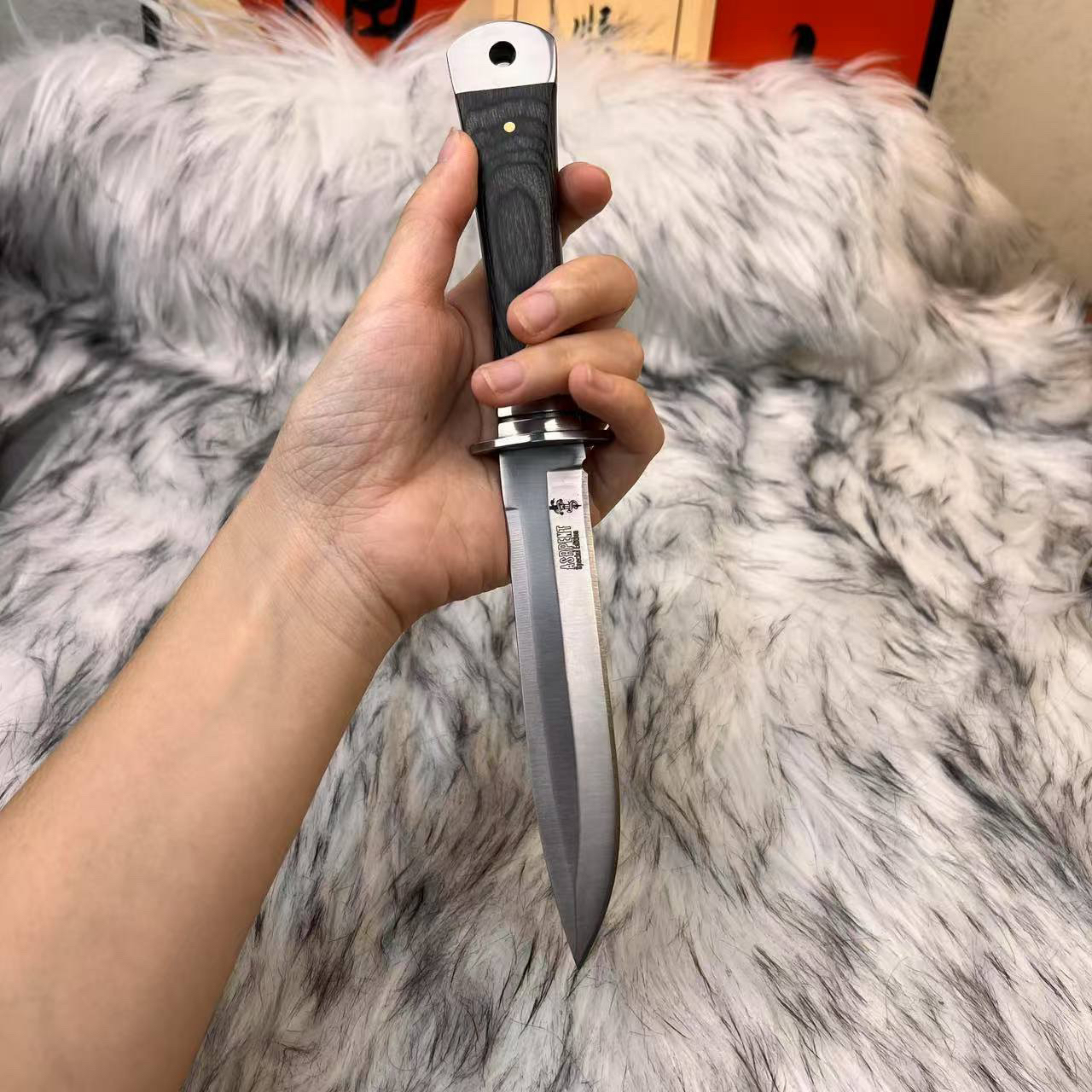 【工厂直销】实木直刀高硬度工具锋利高端一体多功能户外刀便携野营