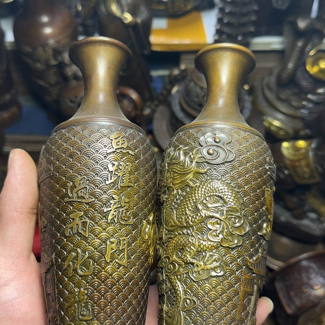 原矿 风魔铜藏收铜摆件 