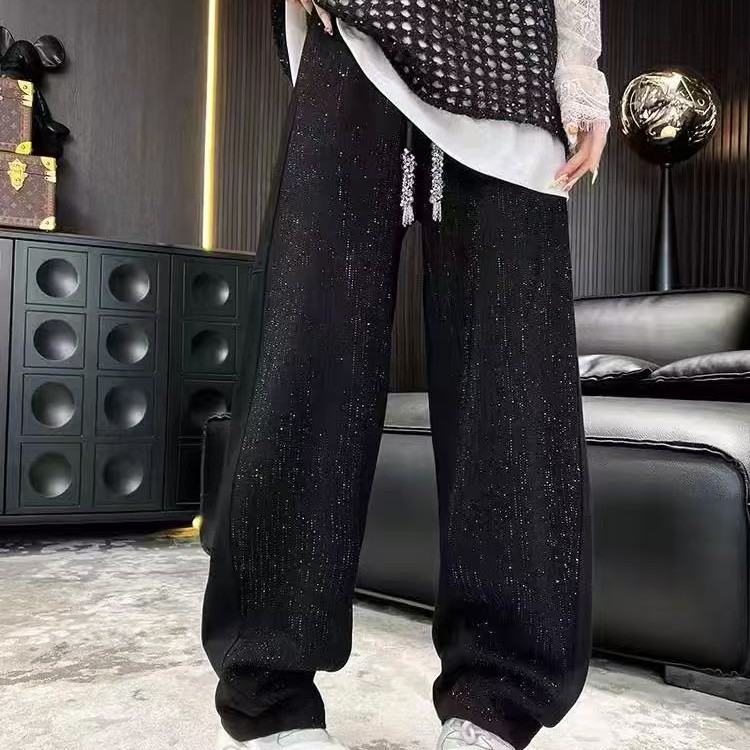 1149欧潮明娟大码厚款椰蓉烫钻阔腿裤