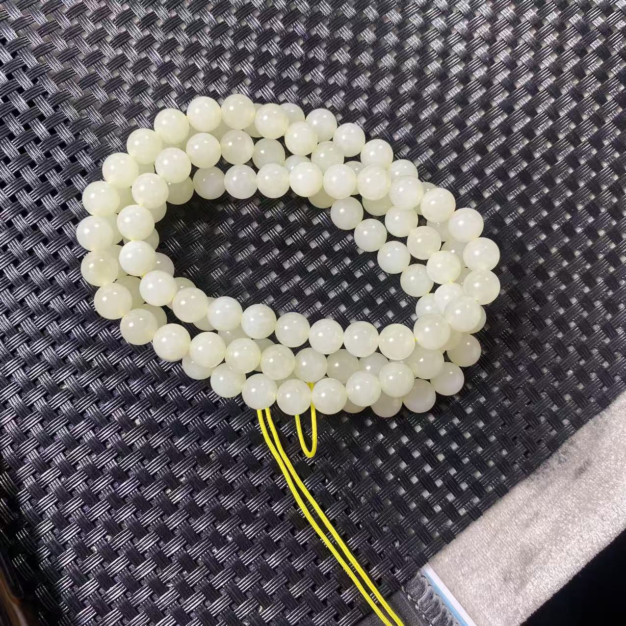 和田玉暖白珠链108粒