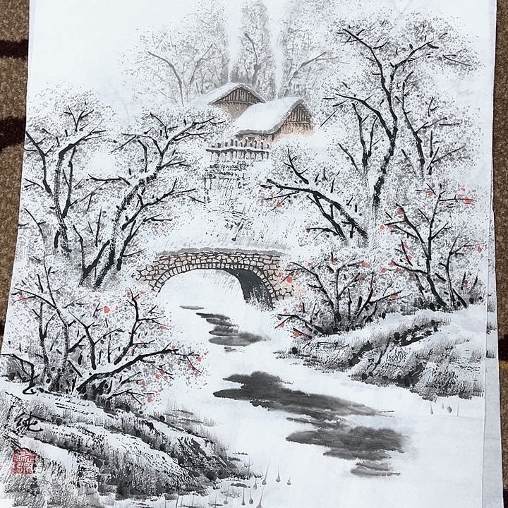 国画风**摆四尺三开宋志纯