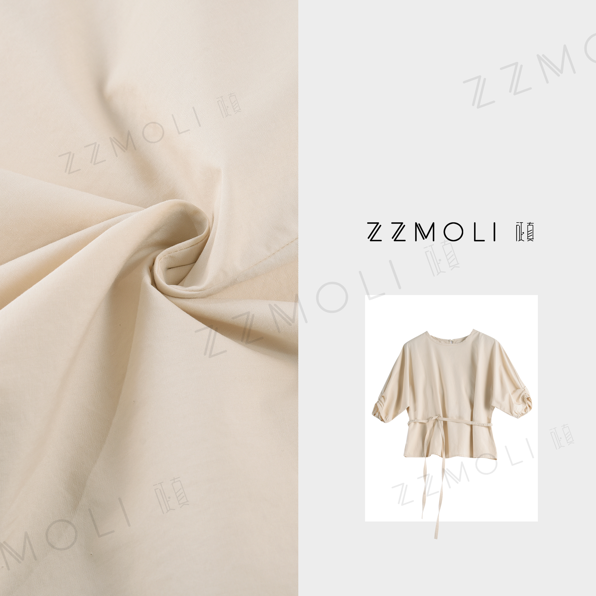 ZzMoLi征真 小个子时尚收腰衬衫女半袖设计感系带衬衣ZBY36202