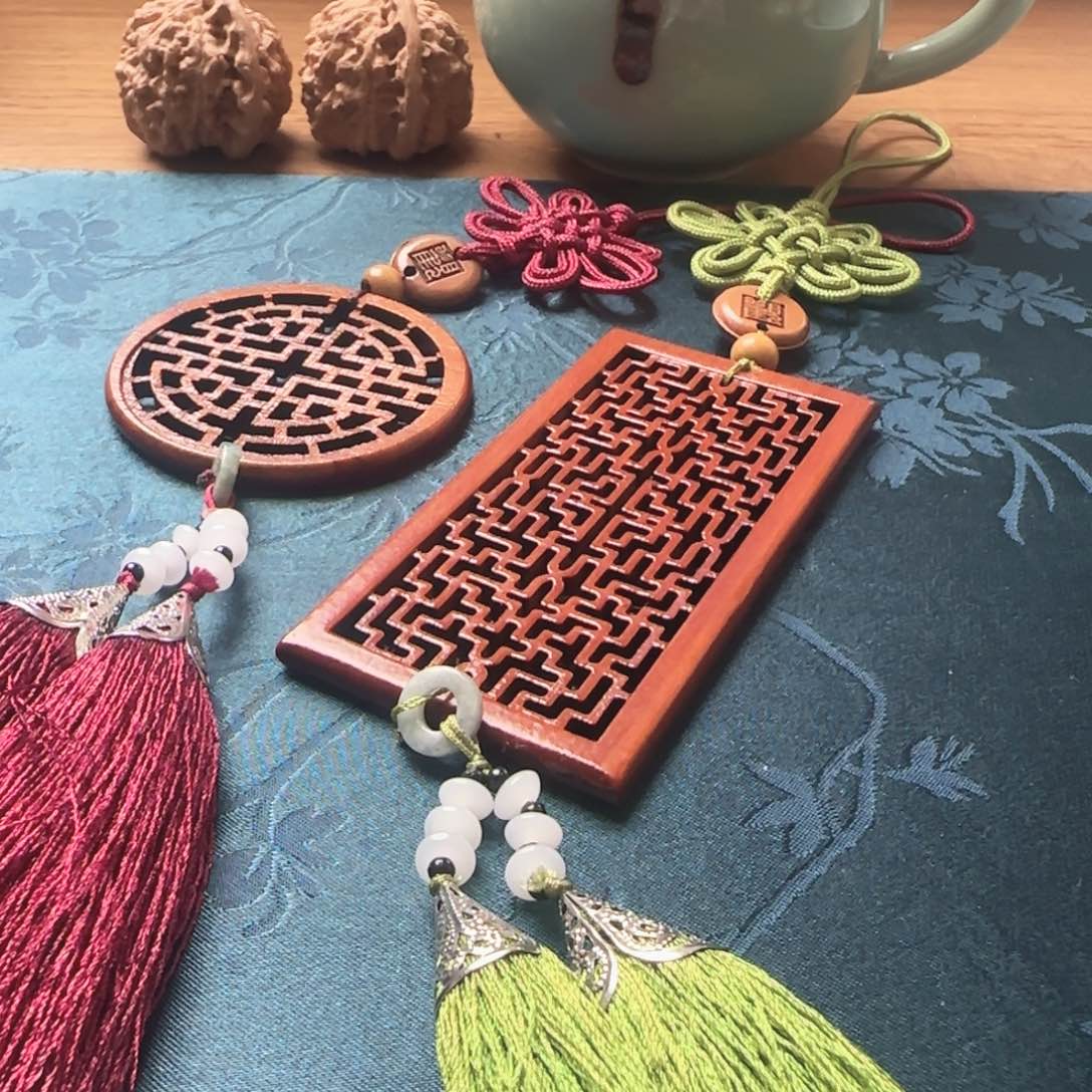 桃木一根藤+团寿锦地门窗挂饰