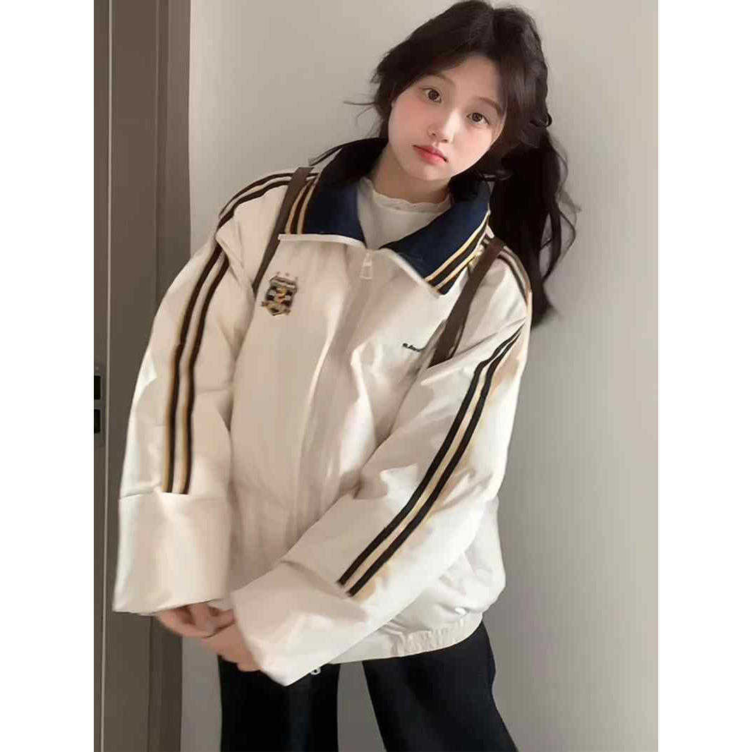 冬季新款美式复古立领棉服外套女防风防寒加厚保暖面包服   
