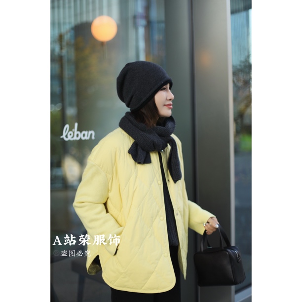 【荣姐精选】静奢减龄圆领拼针织加羽绒外套