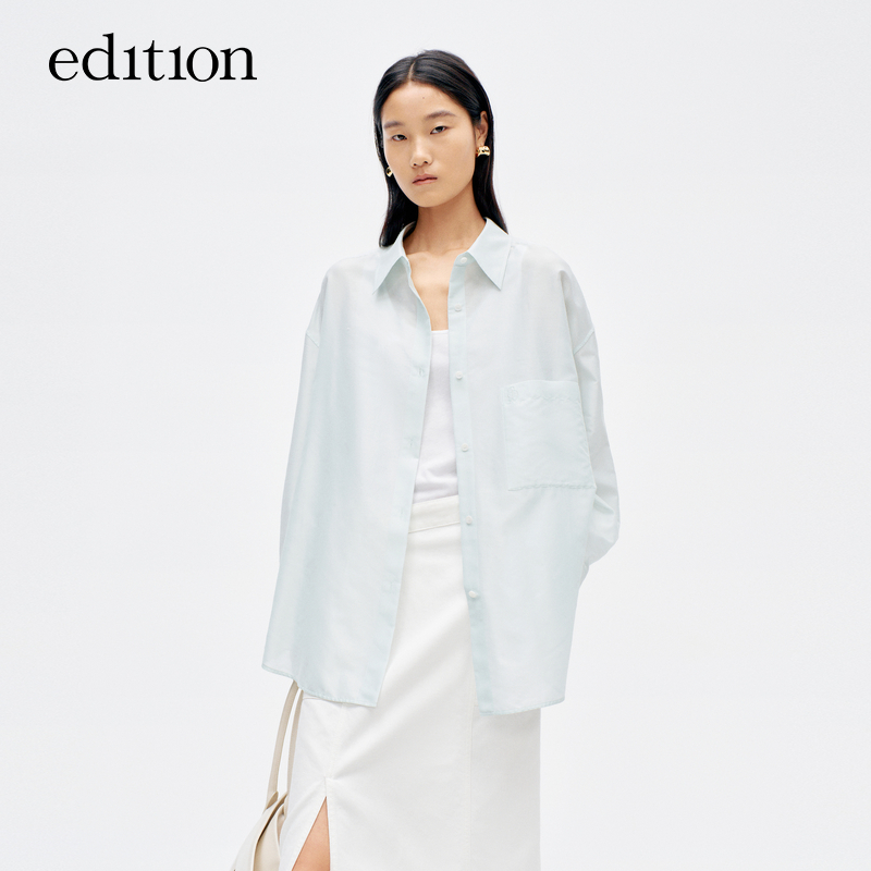 edition衬衫丝棉宽松廓形松弛感长袖衬衣#EBD2SHTT01