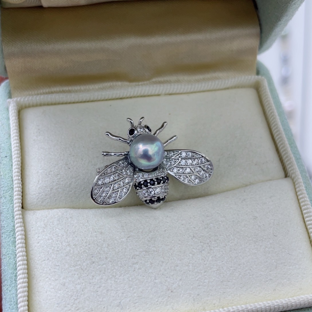 海水珍珠胸针合金