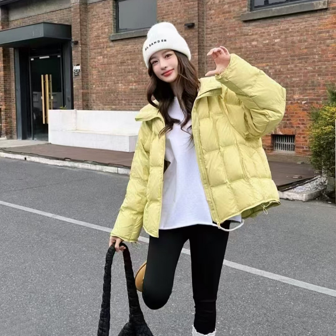 平湖羽绒服女冬季新款女士韩版时尚短款厚款白鸭绒宽松连帽外套潮