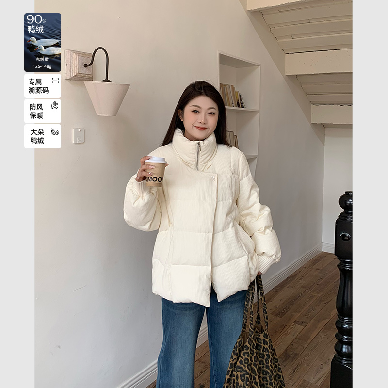 裂渡宣宣【杏仁雪顶】短款白鸭绒外套女冬保暖显瘦羽绒服ZY510V10