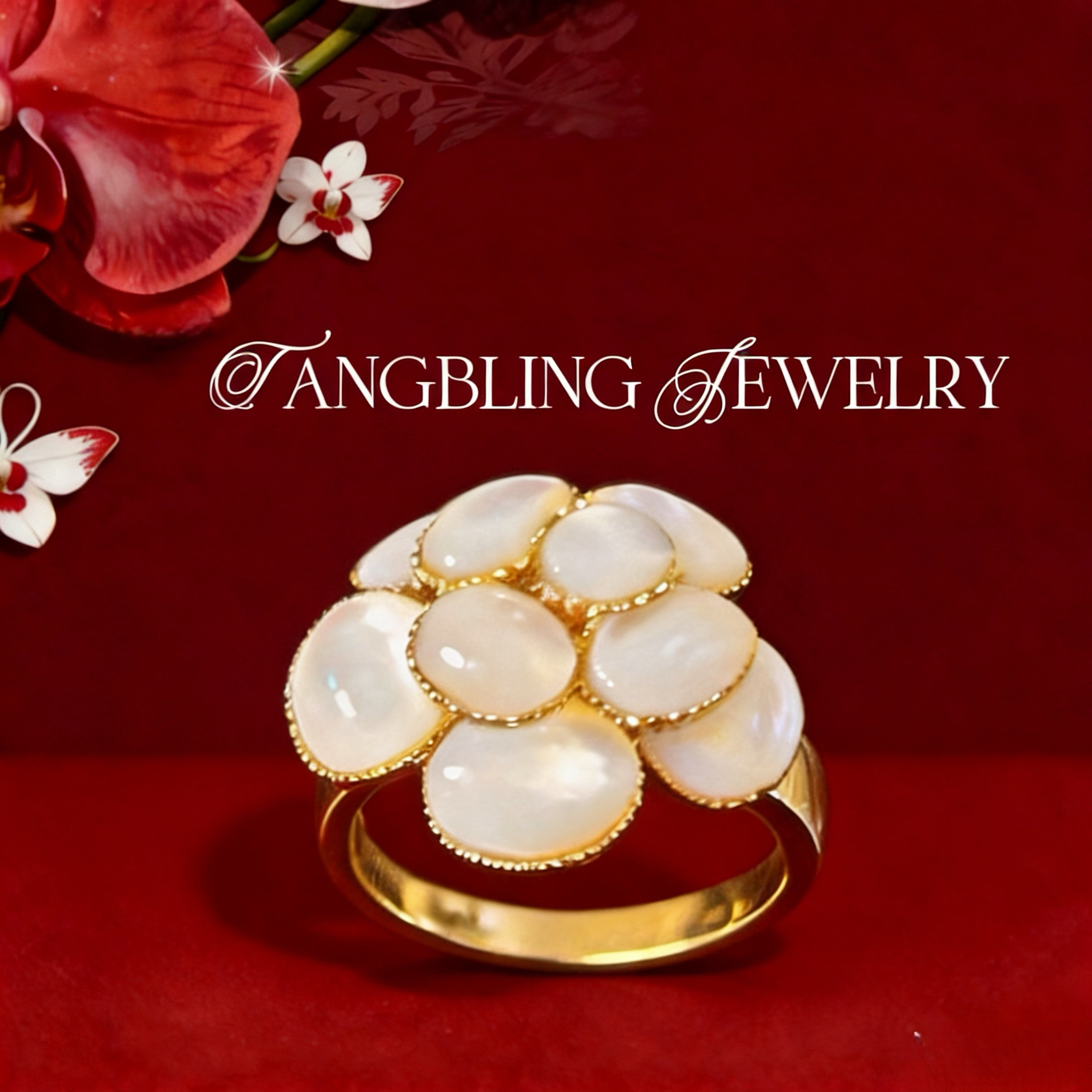 铜合金戒指 法国夫人 高贝山茶花 大重工戒指 