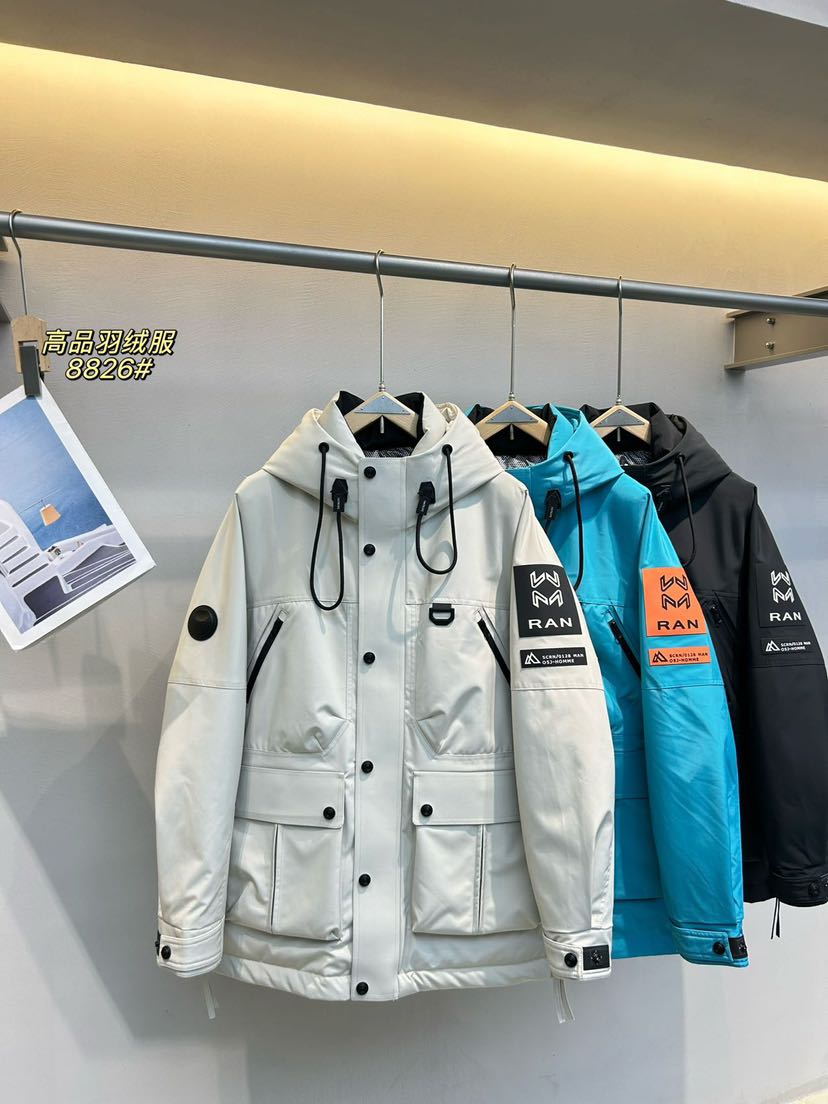 【8826】冬季新款拼接设计连帽男女情侣款加厚保暖羽绒服