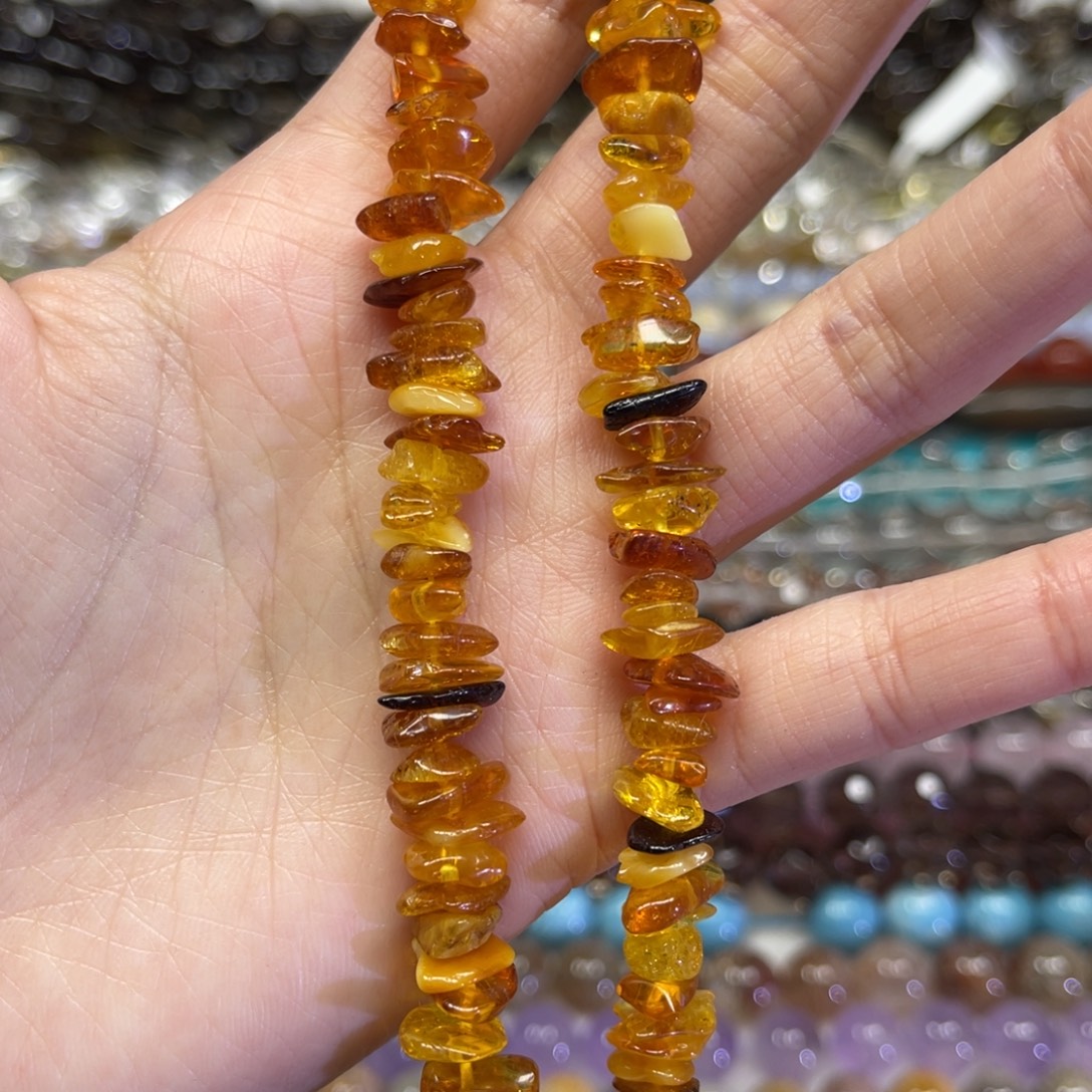 玛瑙/玉髓散珠天然琥珀卡长条38厘米