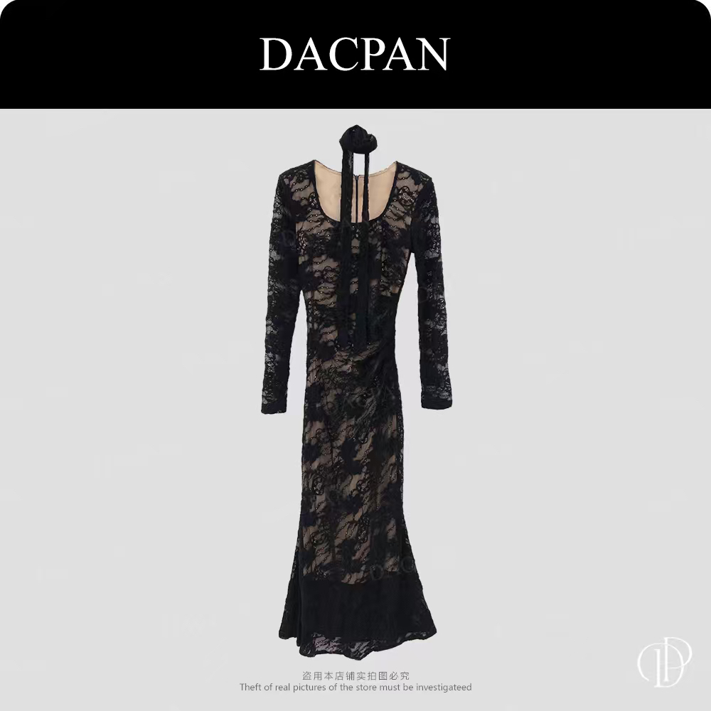 DACPAN-“联亿”方领褶皱收腰磨毛长裤连衣裙 2025/盼·PP 8467