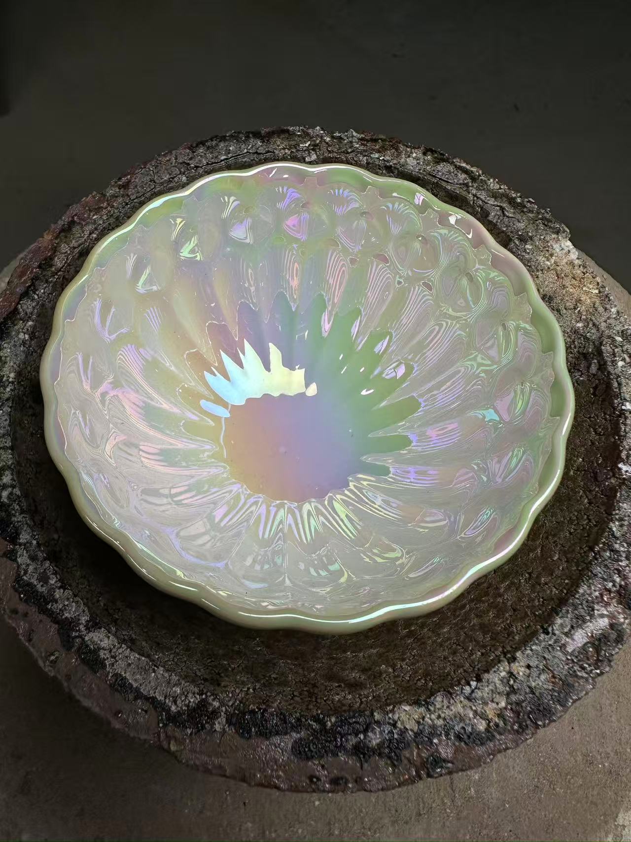 柴烧  纯手工主人杯  七彩白贝